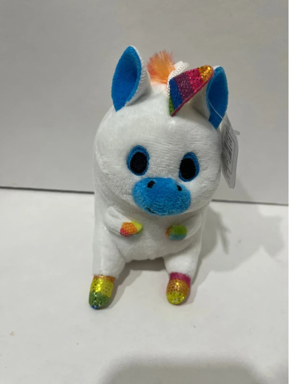 Belly Buddies Unicorn Rainbow Soft Plush Toy Blue Belly Buddy